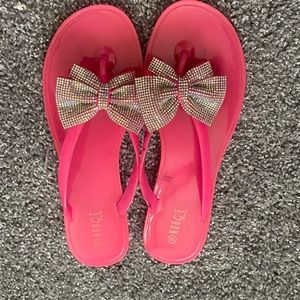 hot pink rhinestone jelly sandals, great for beach/pool